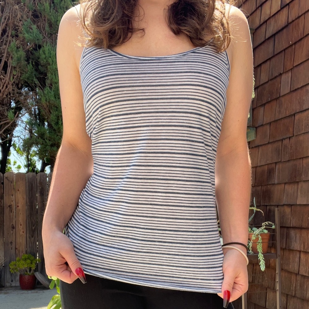 Unbranded medium blue and white striped tank top